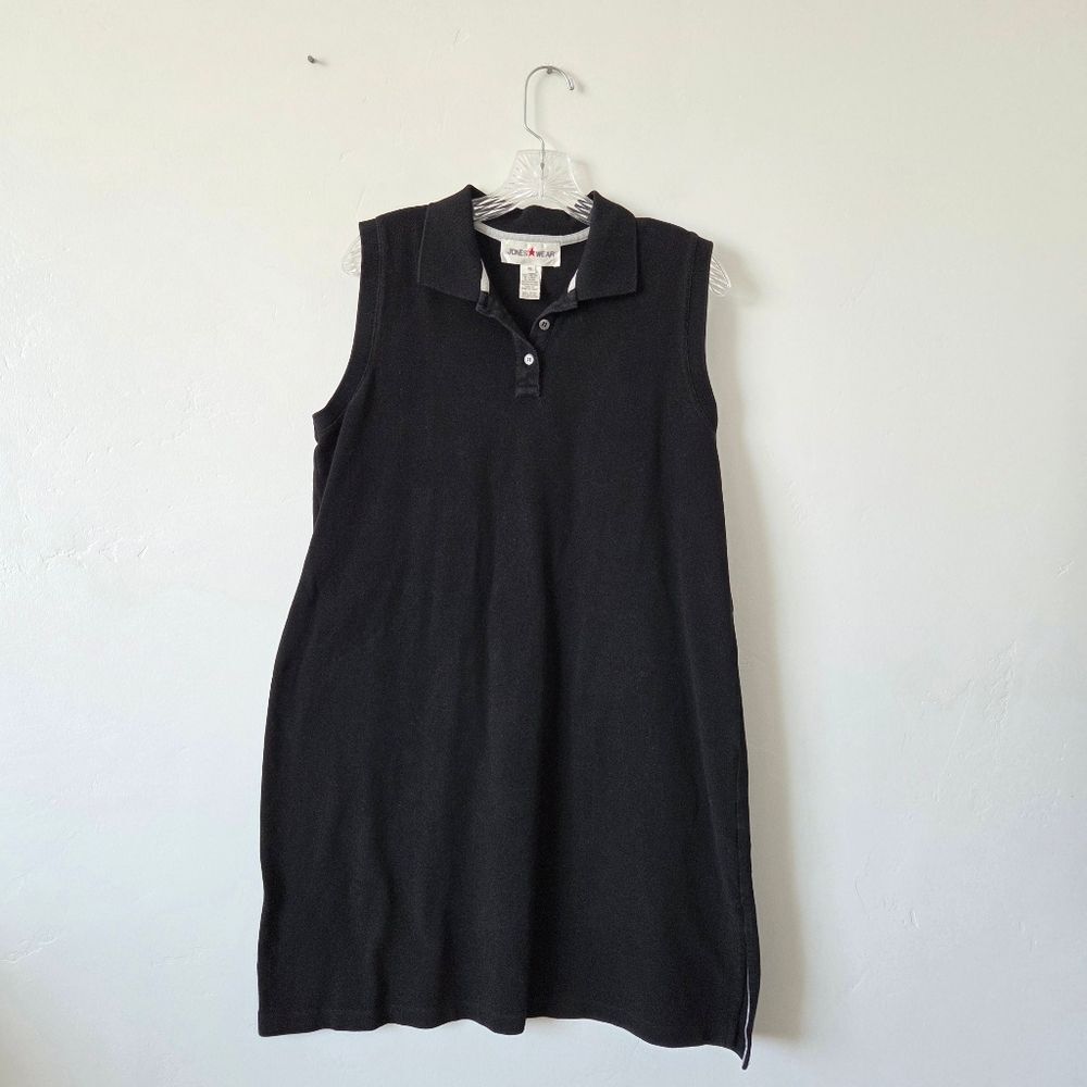 Vintage Jones Wear Polo Dress Black 100% Cotton Sporty Tennis Golf Pickleball XL